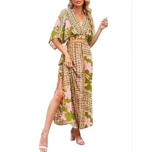 Fun 2 piece outfit, skirt and top, tropical print